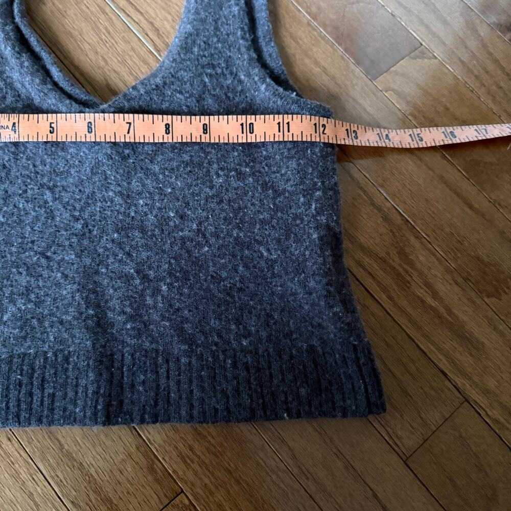 Madewell | Brown Wool Blend Knit Cropped V-Neck Tank Top Casual Loungewear Sz XS - Picture 6 of 7